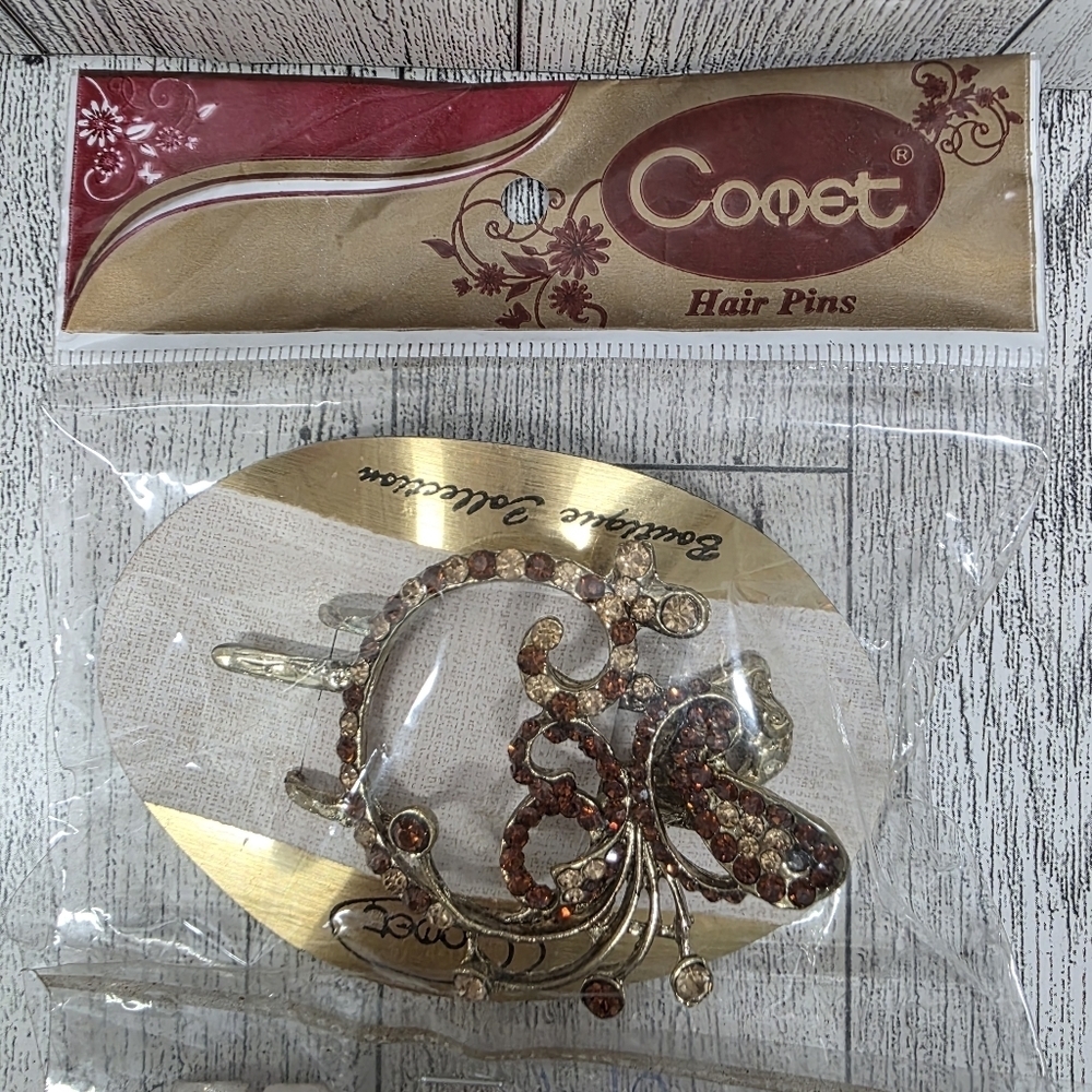 Gold and Brown Hair Pin